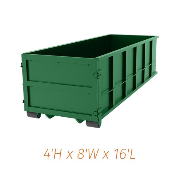 our dumpster rental services offer fifteen yard dumpsters